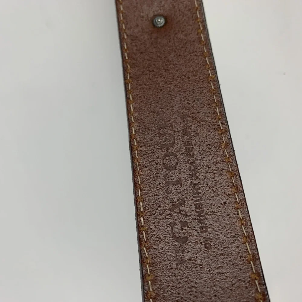 VTG PGA TOUR Belt Brown Leather W/ Golf Conchos Tapered 90'S MADE IN USA SZ 44